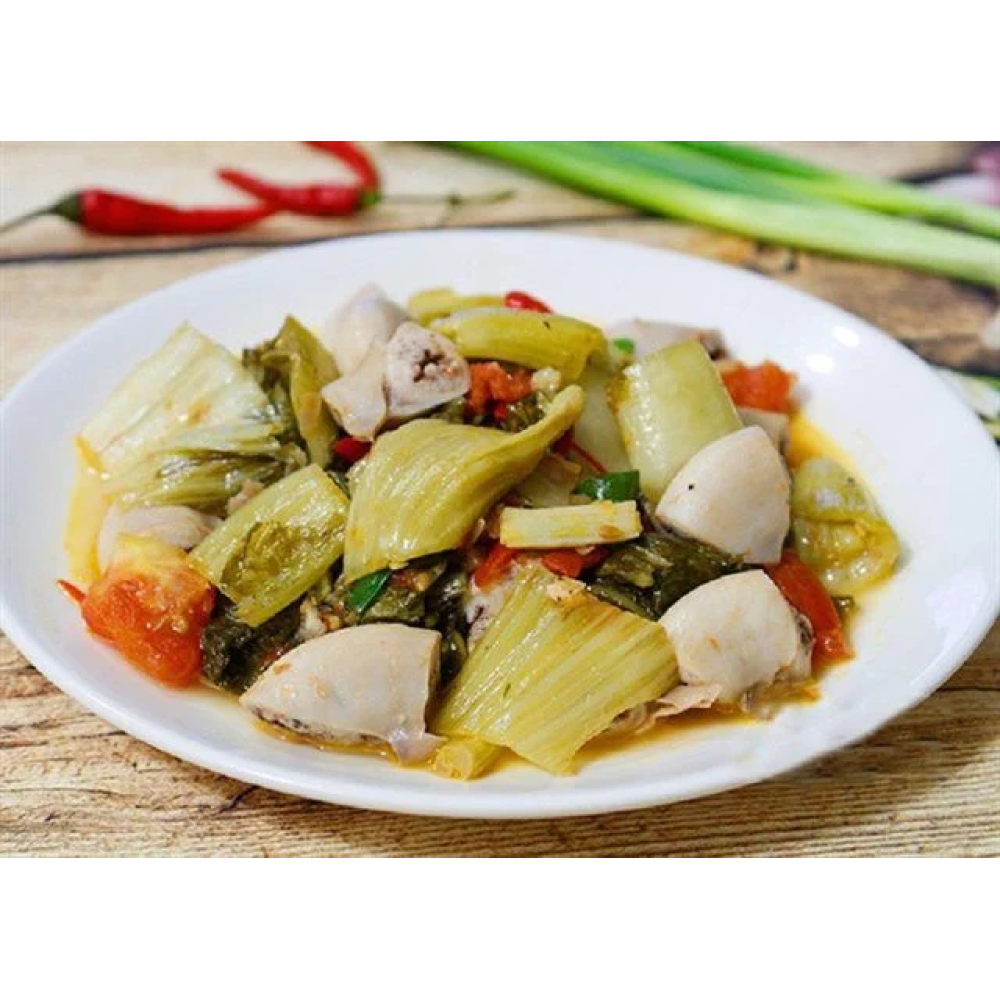  Dồi Trường Xào Cải Chua